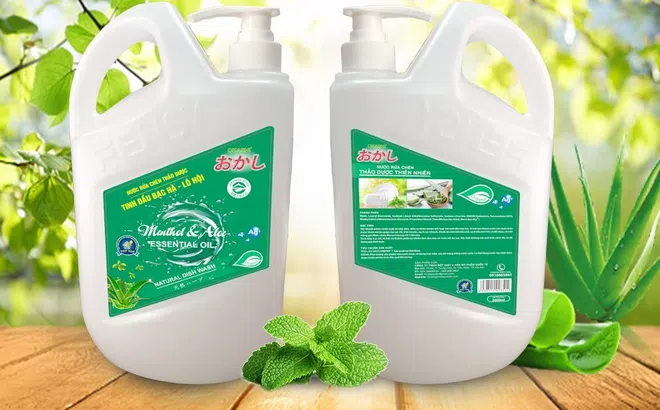 Nước rửa chén thảo dược tinh dầu bạc hà OKASHI mang thiên nhiên vào không gian bếp
